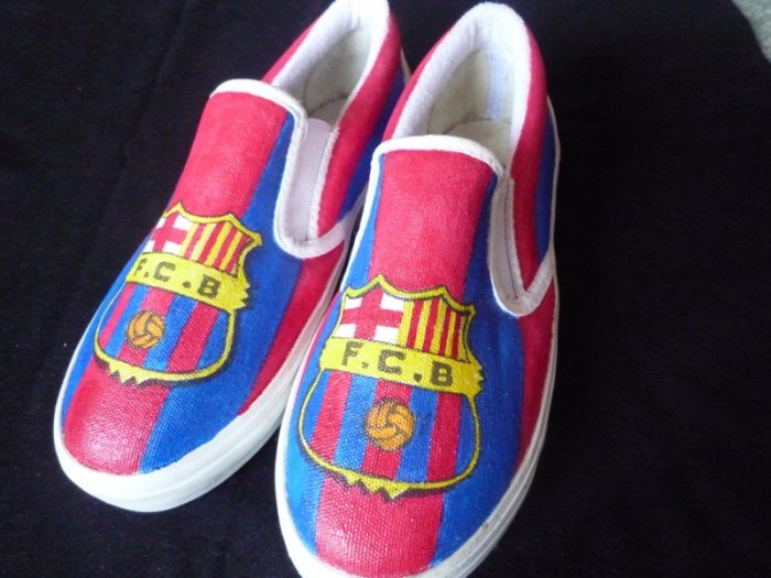 FC Barcelona Hand Painted Shoes (Unisex slip on)