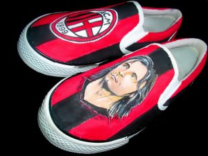 AC Milan Hand Painted Shoes (Unisex slip on)