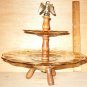 Amber Glass Candy Relish Tray Dish 2 Tiers Vintage Colonial
