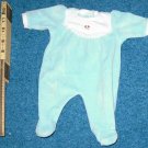 American Girl Doll Bitty Baby Green Velour Sleeper Outfit