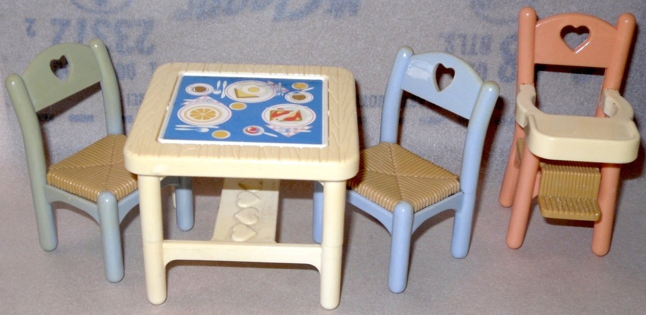 Fisher Price Loving Family Table 2 chairs & High Chair