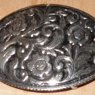 Oval Gothic Floral Belt Buckle Vintage Sliver & Black Tone