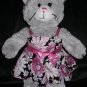 Build-a-Bear Grey Kitty Cat Flower Print Dress