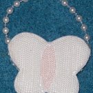 White & Pink Butterfly Bead Pocketbook Purse Handbag White & Pink Butterfly Bead Pocketbook Purse Handbag