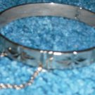 Hinged Ornate Etched Bracelet with Chain Costume Jewelry