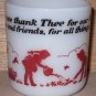 Anchor Hocking Child Mug Prayer D Handle Fire King Milk Glass