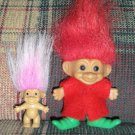 2 Troll Dolls Christmas Elf with Baby by Russ
