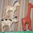 Hard Plastic Cow Donkey & Giraffe Farm Zoo