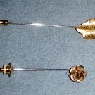 2 Hat Lapel Stick Pins Rose & Leaf 2 Hat Lapel Stick Pins Rose & Leaf