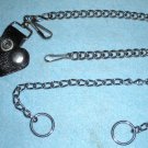 Biker Key Chain with Leather & Chain Goth Punk Style Biker Key Chain with Leather & Chain Goth Punk Style