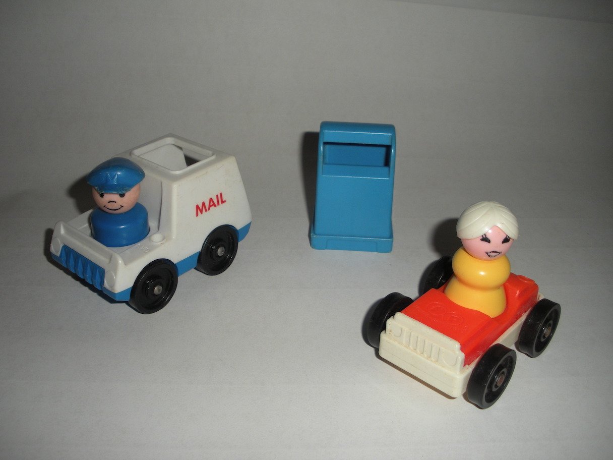 Little People Mailman Truck Car Mailbox Lady Fisher Price Lot 7