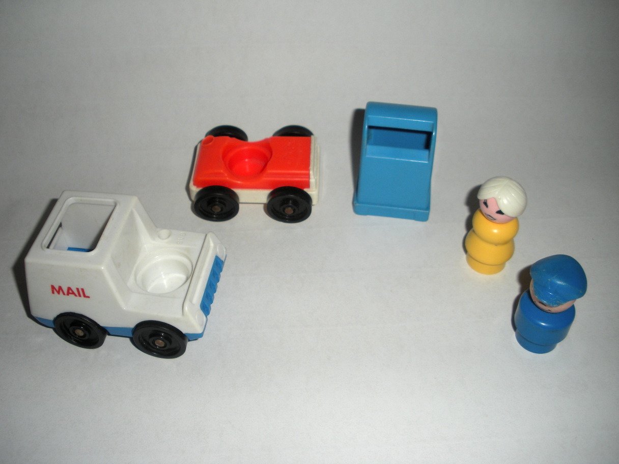 Little People Mailman Truck Car Mailbox Lady Fisher Price Lot 7