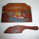 Hand Painted Wood Cheese Board Set Japan