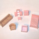 7 piece Vintage Dollhouse Furniture Pink Bedroom Couch Chair 7 piece Vintage Dollhouse Furniture Pink Bedroom Couch Chair