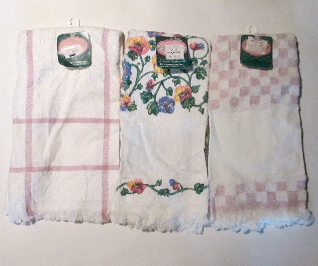 Charles Craft Kitchen Towels Pansies Cross Stitch