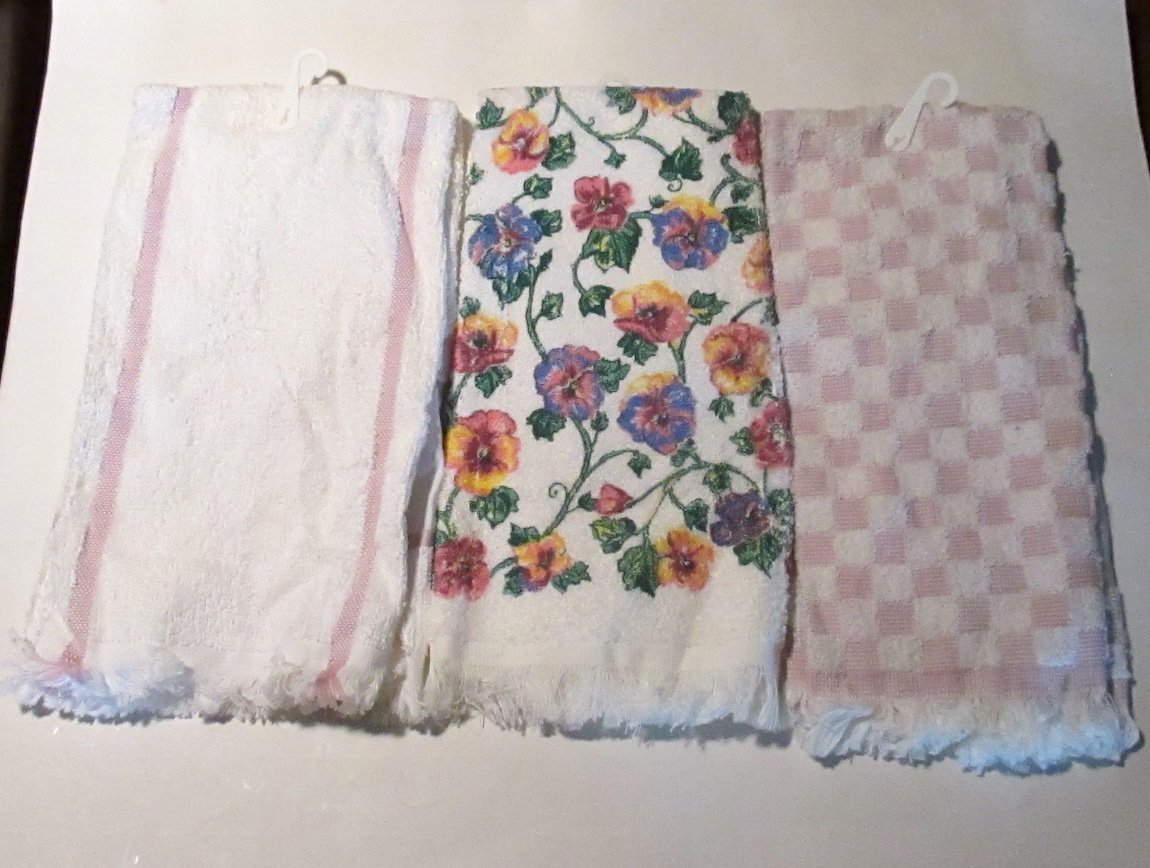 Charles Craft Kitchen Towels Pansies Cross Stitch