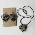 Handcrafted Silver Wire Heart Necklace, Earrings Set Handcrafted Silver Wire Heart Necklace, Earrings Set