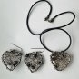Handcrafted Silver Wire Heart Necklace, Earrings Set