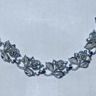 SilverTone Linked Bracelet Floral with Faux Diamonds