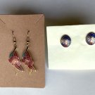 Cloisonne Floral Dangle Earrings, Unicorn Oval Button Earrings Cloisonne Floral Dangle Earrings, Unicorn Oval Button Earrings
