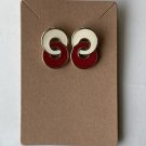 Vintage Trifari Enamel Earrings, Red White Circles