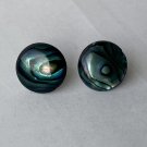 Blue Abalone Button Post Earrings