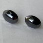 Hematite Black Faceted Oval Post Earrings