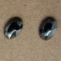 Hematite Black Faceted Oval Post Earrings