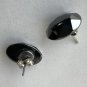 Hematite Black Faceted Oval Post Earrings