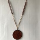 Vintage Modernist Wood Pendent 24" Necklace