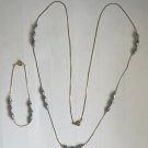 Vintage Fresh Water Pearl, Gold Tone Chain, Necklace, Bracelet Set