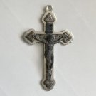 Vintage Christian Jesus Silver Tone Cross Italy Pendant