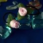 Pink Rose Bud Ponytail Hair Accessory Barrette  OOAK