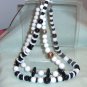 black and white beaded necklaces-Vintage set of 2