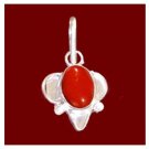 Red Coral Silver Pendant