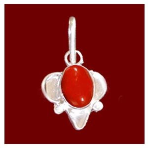 Red Coral Silver Pendant