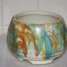 Vintage Footed Up Co. Turquoise & Rust Pottery Bowl Planter