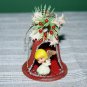 Mid-Century Modern Red Flocked bell w/White Mistletoe Angel