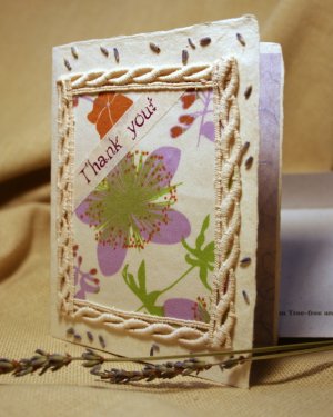 Organic Thank you Card Lavender scented w Envelope