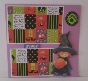 "Spooooky Witch"-Premade Scrapbook Page -8x8 Layout