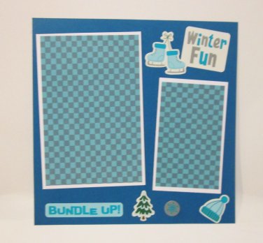 "Winter Fun Bundle Up"-Premade Scrapbook Page -8x8 Layout