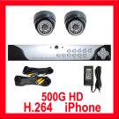 2 Camera H.264 Video CCTV Security Surveillance System 500GB HDD Real Time Night Vision Color CCD