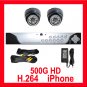 2 Camera H.264 Video CCTV Security Surveillance System 500GB HDD Real Time Night Vision Color CCD