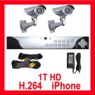 2 Camera H.264 Video CCTV Security Surveillance System
