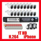 16 CAMERA 1TB HD H.264 SECURITY NIGHT VISION DVR SYSTEM
