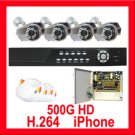 4 Camera H.264 Video CCTV Security Surveillance System