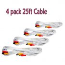 4x 25' VIDEO POWER CABLE FOR CCTV SUVEILLANCE SYSTEM