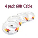 4 PACK 60FT POWER VIDEO CCTV BNC SECURITY CAMERA CABLE