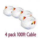 4 PACK 100' 100FT POWER VIDEO CCTV BNC SECURITY CAMERA CABLE