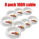 8 PACK 100FT POWER VIDEO CCTV BNC SECURITY CAMERA CABLE